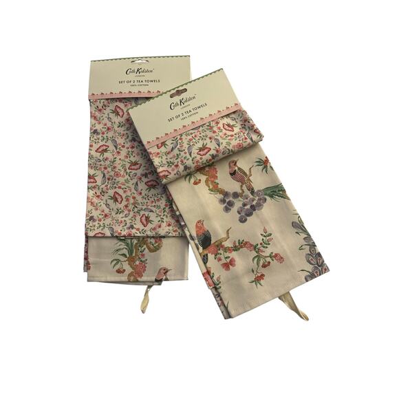 NEW 2 Sets CATH KIDSTON LONDON Spring Birds 2 pk Tea Towels - 4 Towels Total - Picture 1 of 6